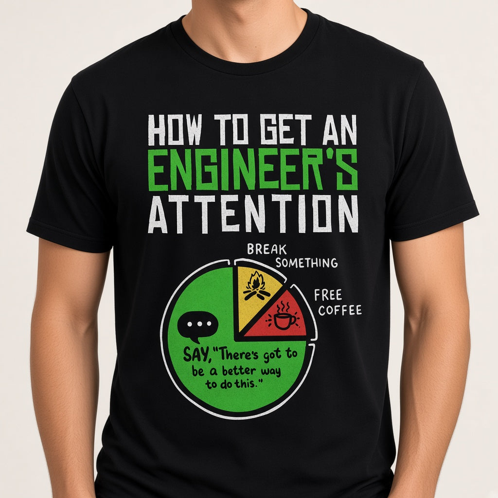 How to Get an Engineer's Attention Funny Pie Chart T-Shirt