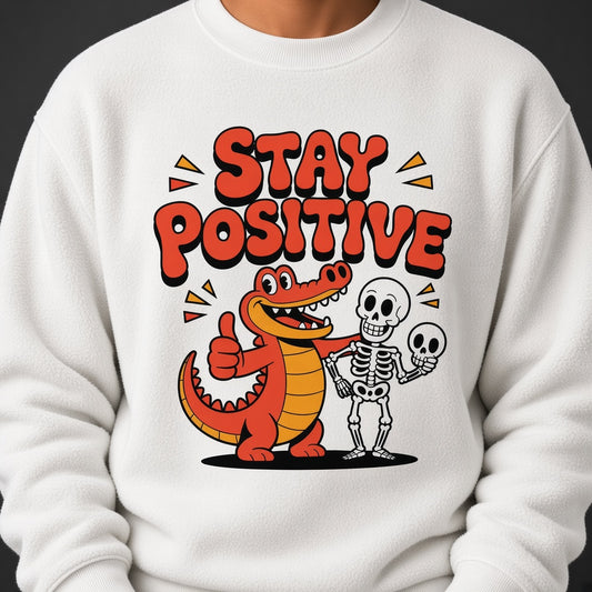 Stay Positive Alligator Thumbs Up Funny Sweatshirt