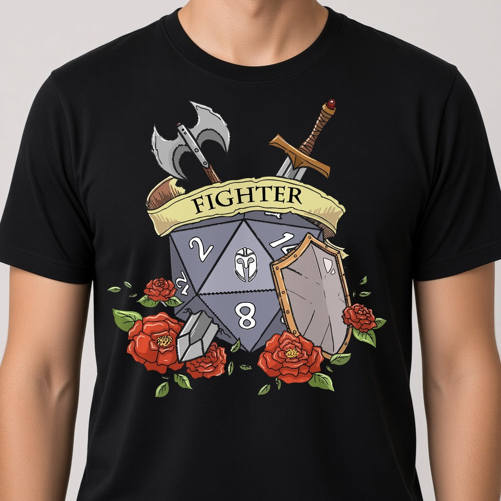 Fighter Dice Crest T-Shirt for D&D Players