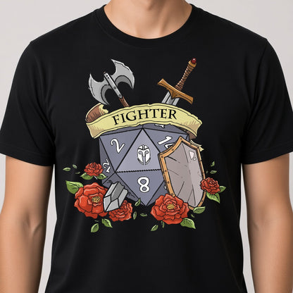 Fighter Dice Crest T-Shirt for D&D Players