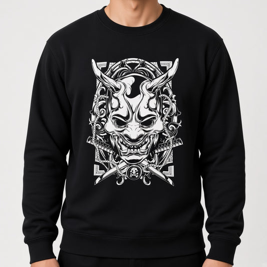 Anime white samurai mask sweatshirt, manga tshirt, anime clothing