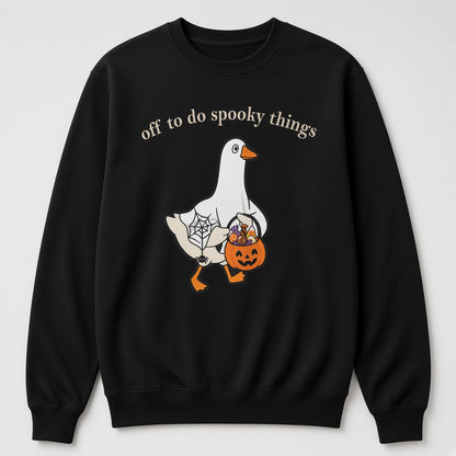 Off to Do Spooky Things Goose Sweatshirt, Funny Halloween