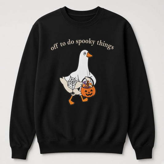 Off to Do Spooky Things Goose Sweatshirt, Funny Halloween