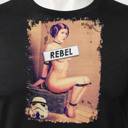 REBEL Funny Sci-Fi Princess Parody Pin Up T-Shirt