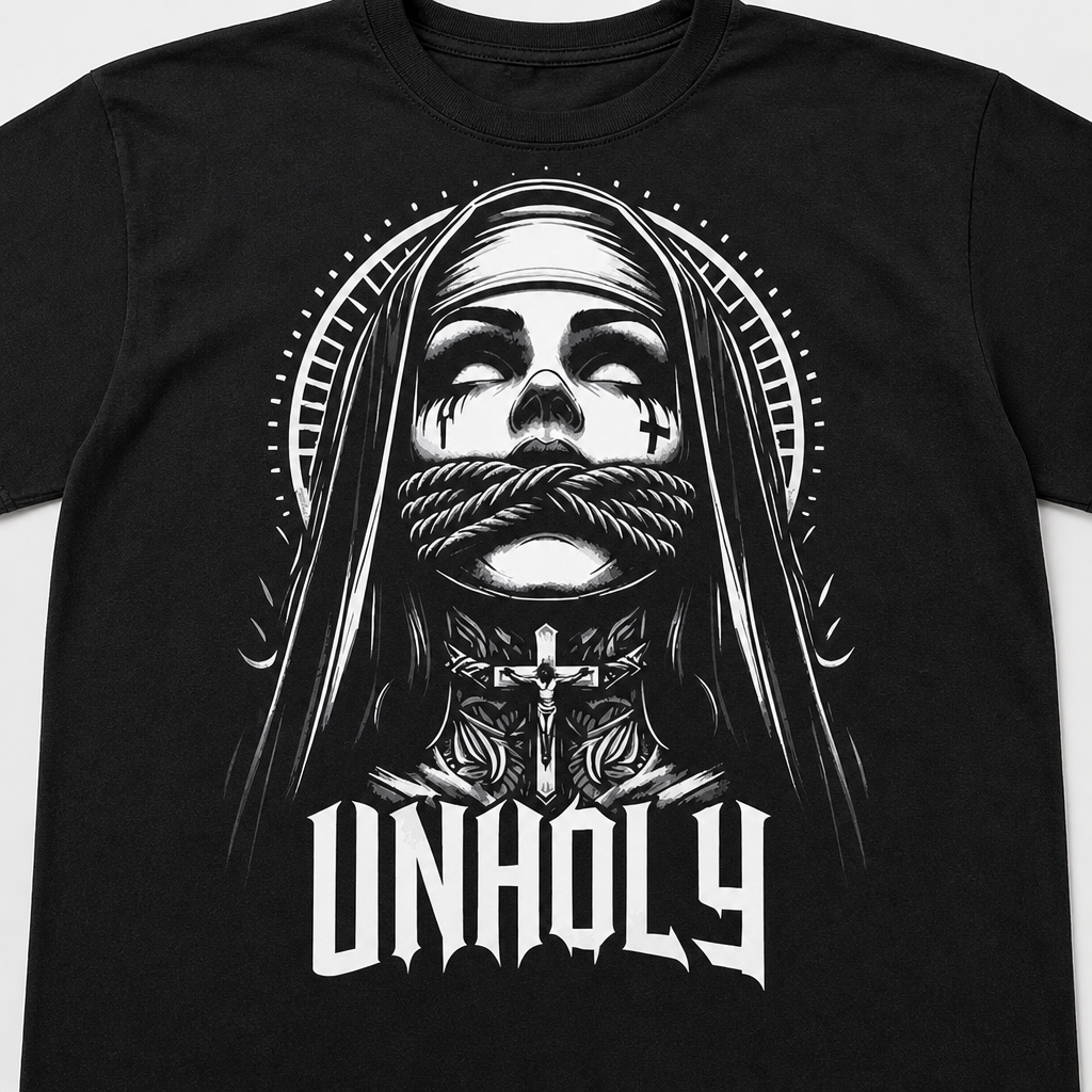 Unholy Nun Gothic Grunge Rock T-Shirt