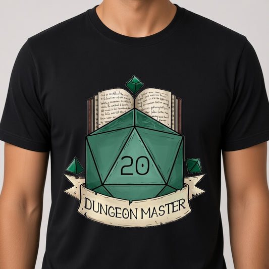 Dungeon Master Book and D20 T-Shirt