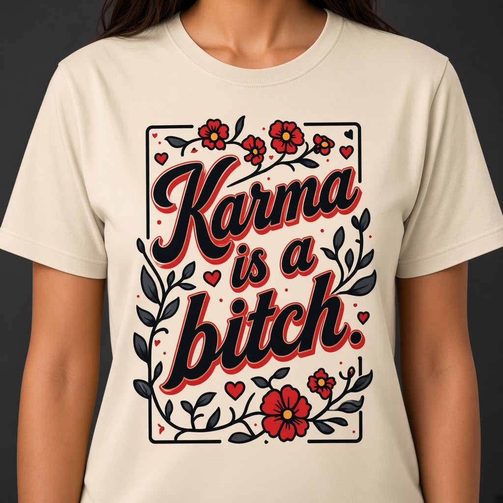 Karma Is a Bitch Funny Floral T-Shirt