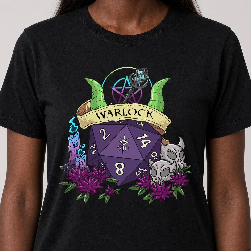 Warlock Dice Crest T-Shirt for D&D Players