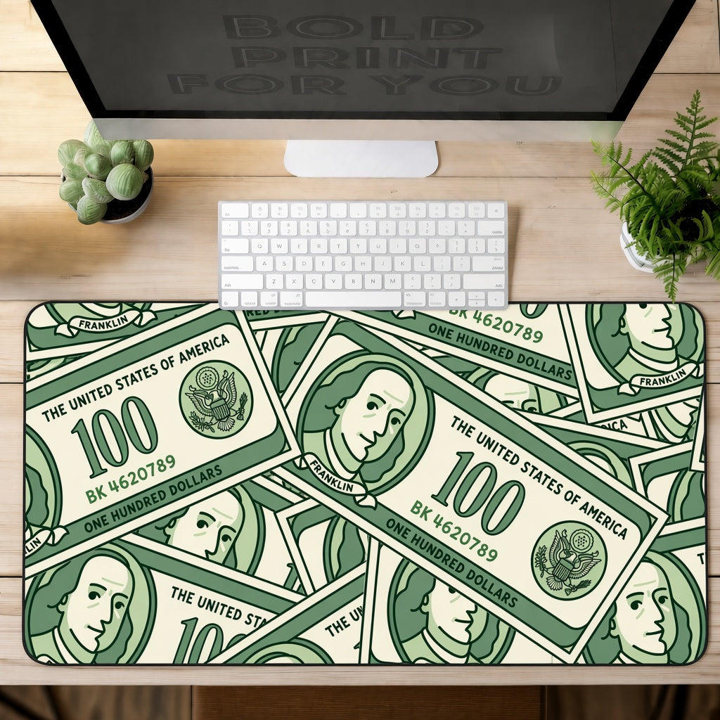 Cartoon Hundred Dollar Bills Pattern Desk Mat