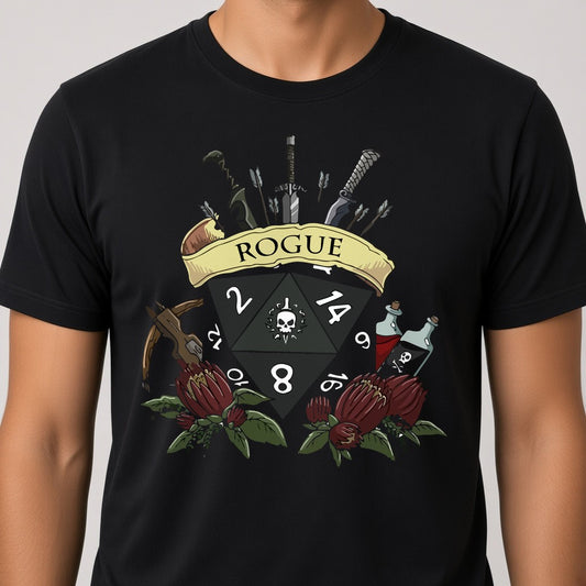 Rogue Dice Crest T-Shirt for D&D Players