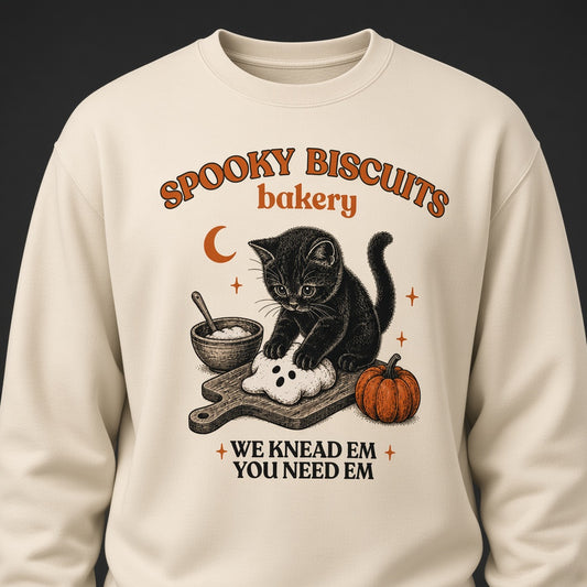 Kitty Biscuits Spooky Biscuits Halloween Bakery Cat Sweatshirt