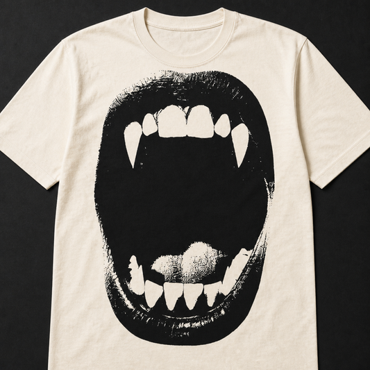 Vampire Fangs Scream Mouth Funny Halloween T-Shirt