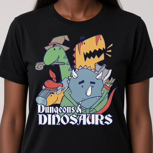 Dungeons and Dinosaurs Funny T-Shirt
