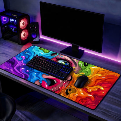 Colorful Paint Drip Pop Art Face Desk Mat