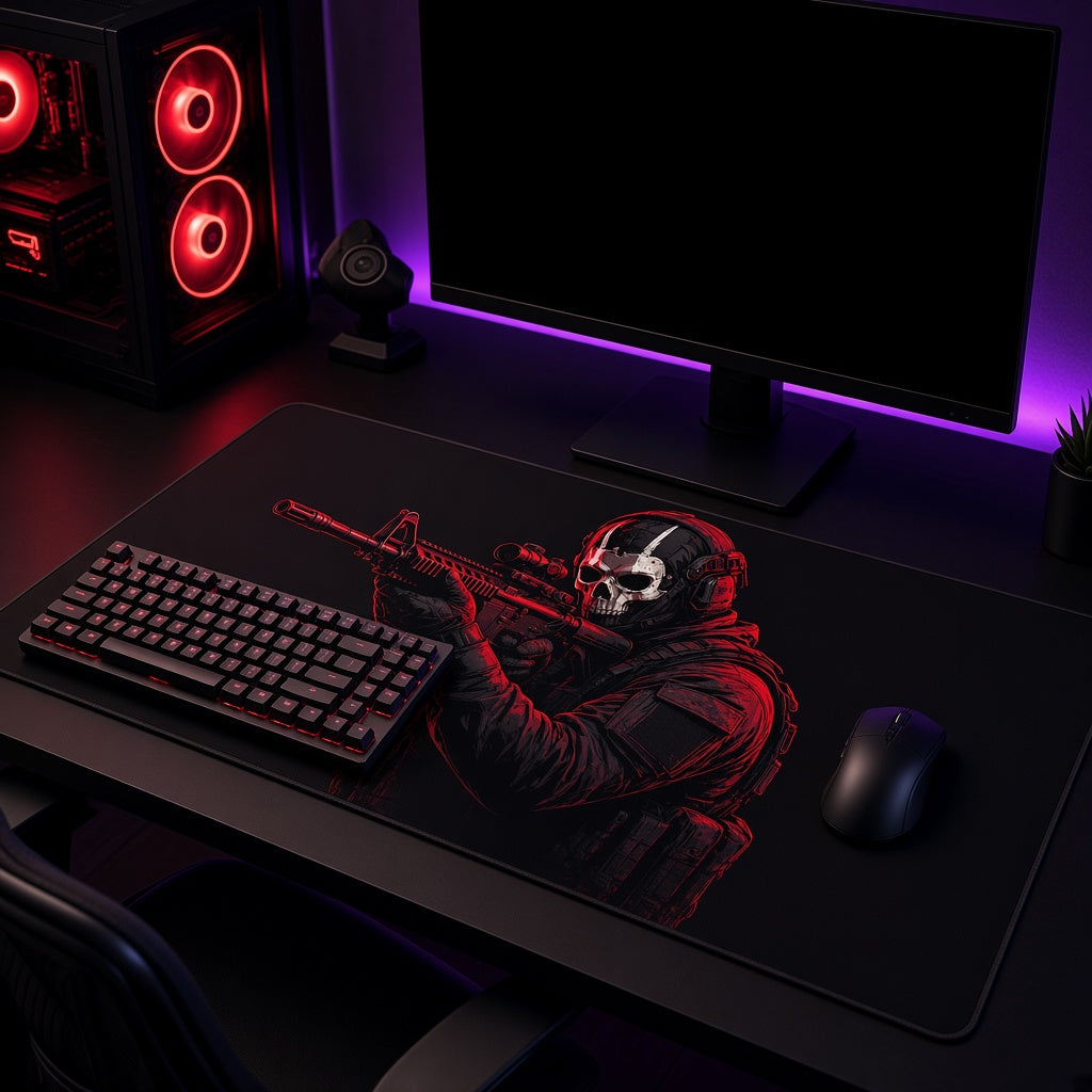Red Skull Mask Tactical Soldier Desk Mat