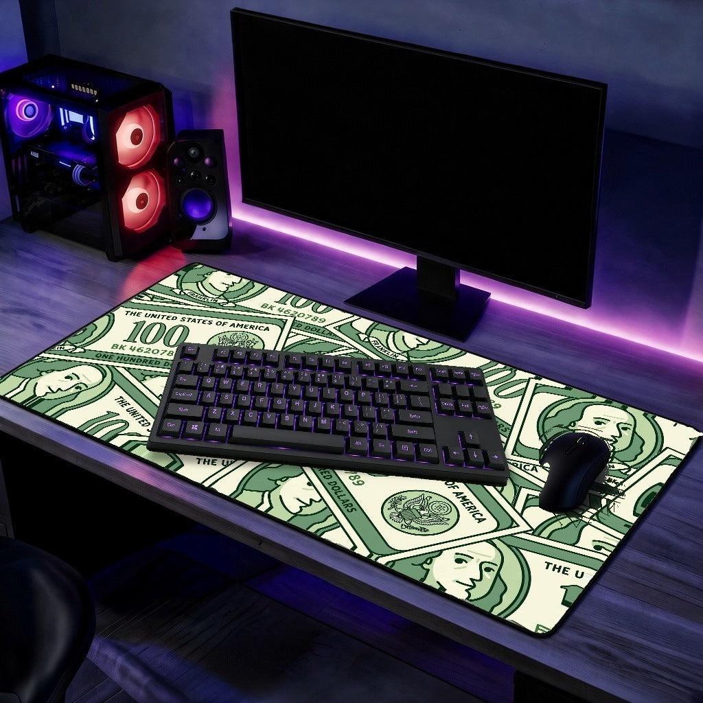 Cartoon Hundred Dollar Bills Pattern Desk Mat