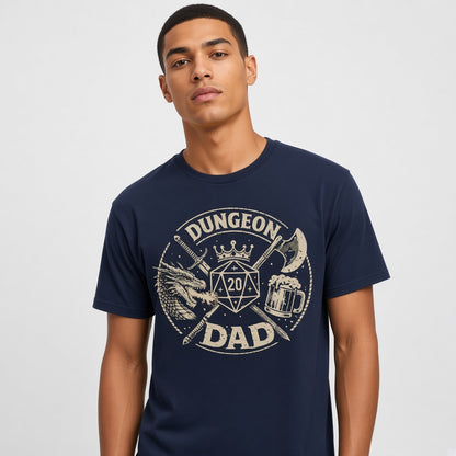 Dungeon Dad Funny D&D D20 T-Shirt
