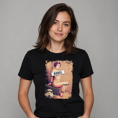 REBEL Funny Sci-Fi Princess Parody Pin Up T-Shirt