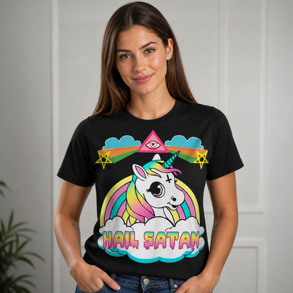 Hail Satan Rainbow Unicorn T-Shirt