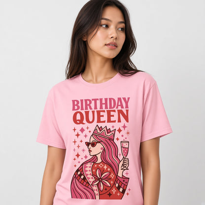 Birthday Queen Funny Pink Crown T-Shirt