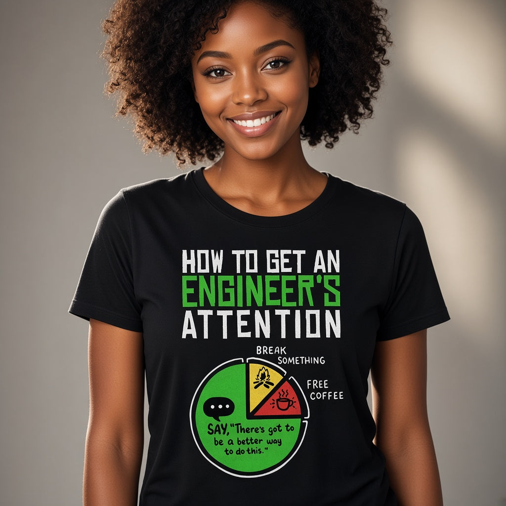 How to Get an Engineer's Attention Funny Pie Chart T-Shirt