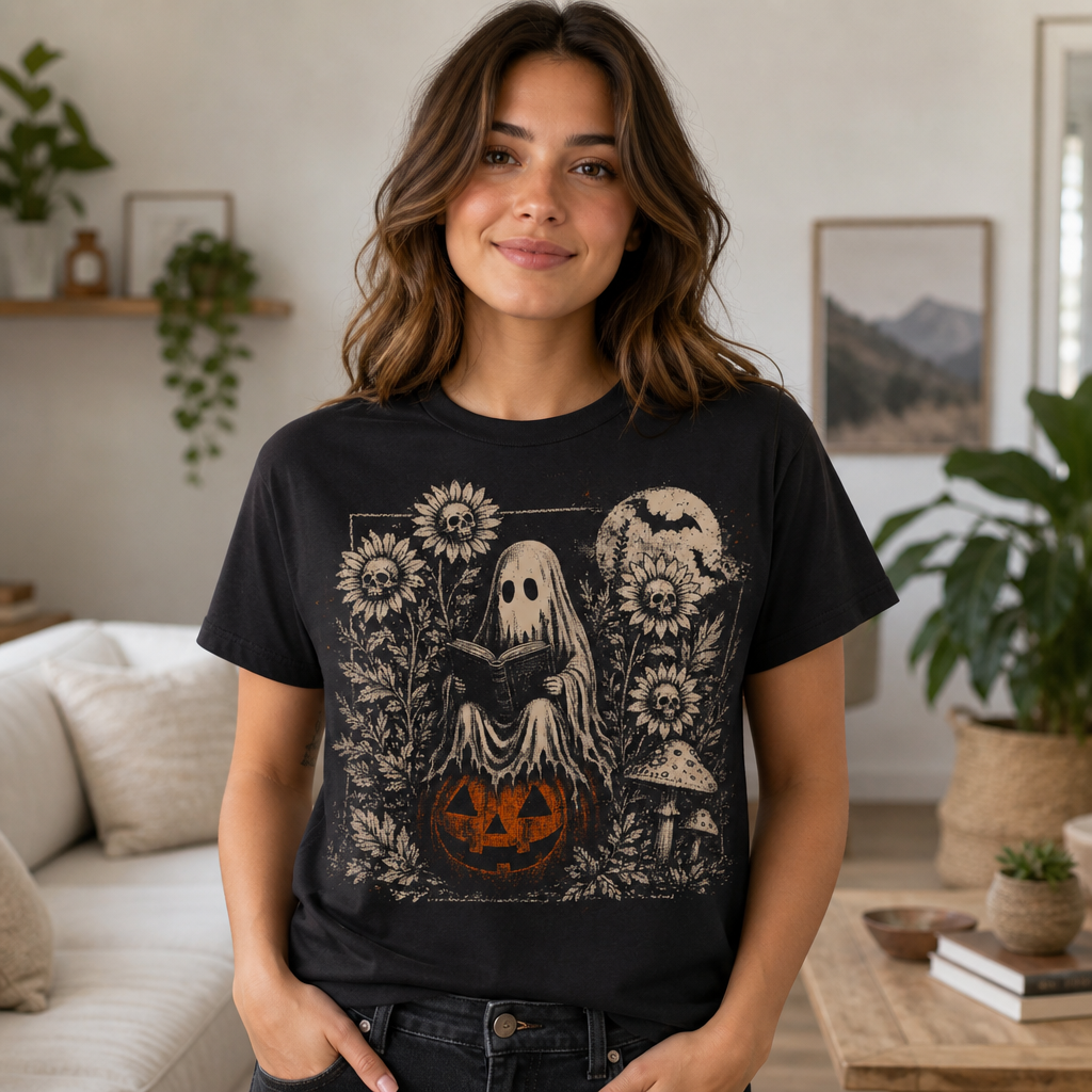 Reading Ghost Spooky Book Lover T-Shirt
