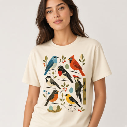 Retro Backyard Birds T-Shirt for Bird Watchers
