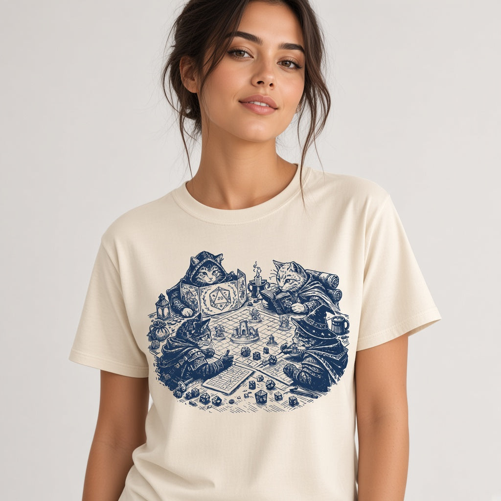 Cats Playing D&D Tabletop RPG T-Shirt