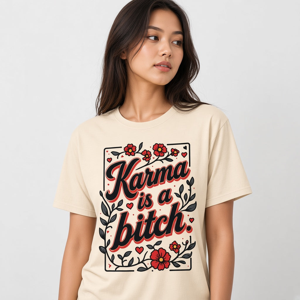 Karma Is a Bitch Funny Floral T-Shirt