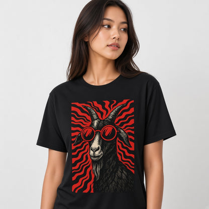 Cool Goat in Red Sunglasses Retro T-Shirt