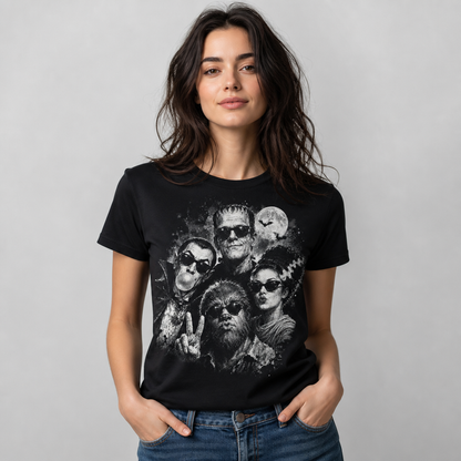 Retro Halloween Monster Selfie Frankenstein Werewolf Dracula Funny T-Shirt