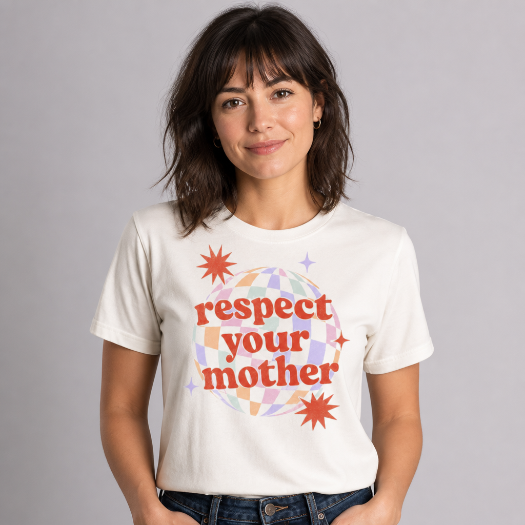 Respect Your Mother Disco Ball Retro Funny Mom Gift T-Shirt