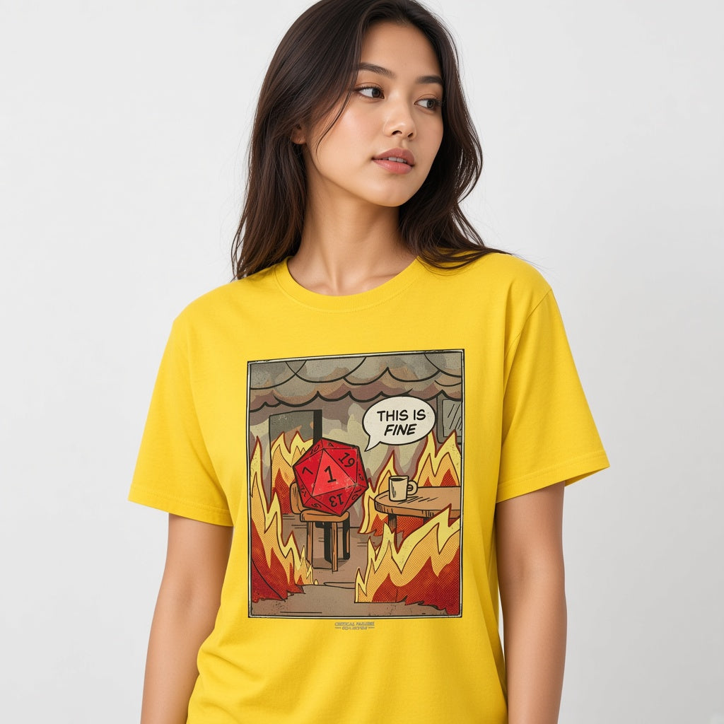 This Is Fine Funny D&D D20 T-Shirt