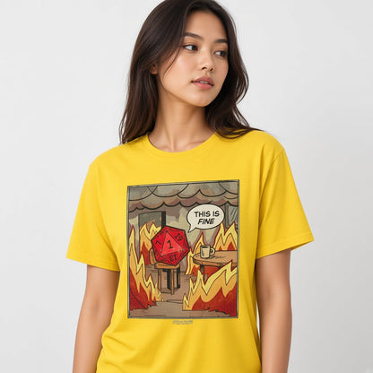 This Is Fine Funny D&D D20 T-Shirt