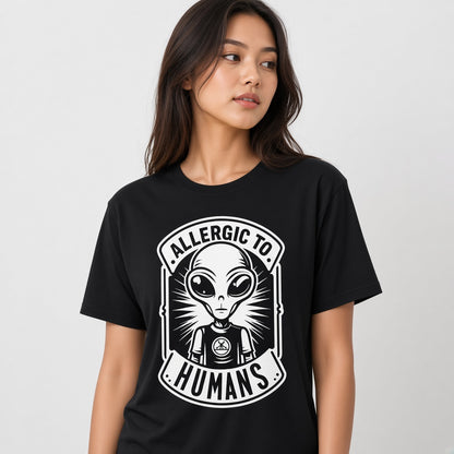 Allergic to Humans Funny Alien T-Shirt