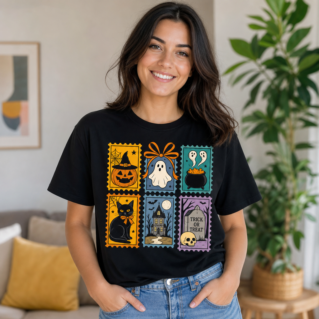 Cute Ghost Cat Halloween Cute Ghost Funny T-Shirt