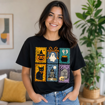 Cute Ghost Cat Halloween Cute Ghost Funny T-Shirt