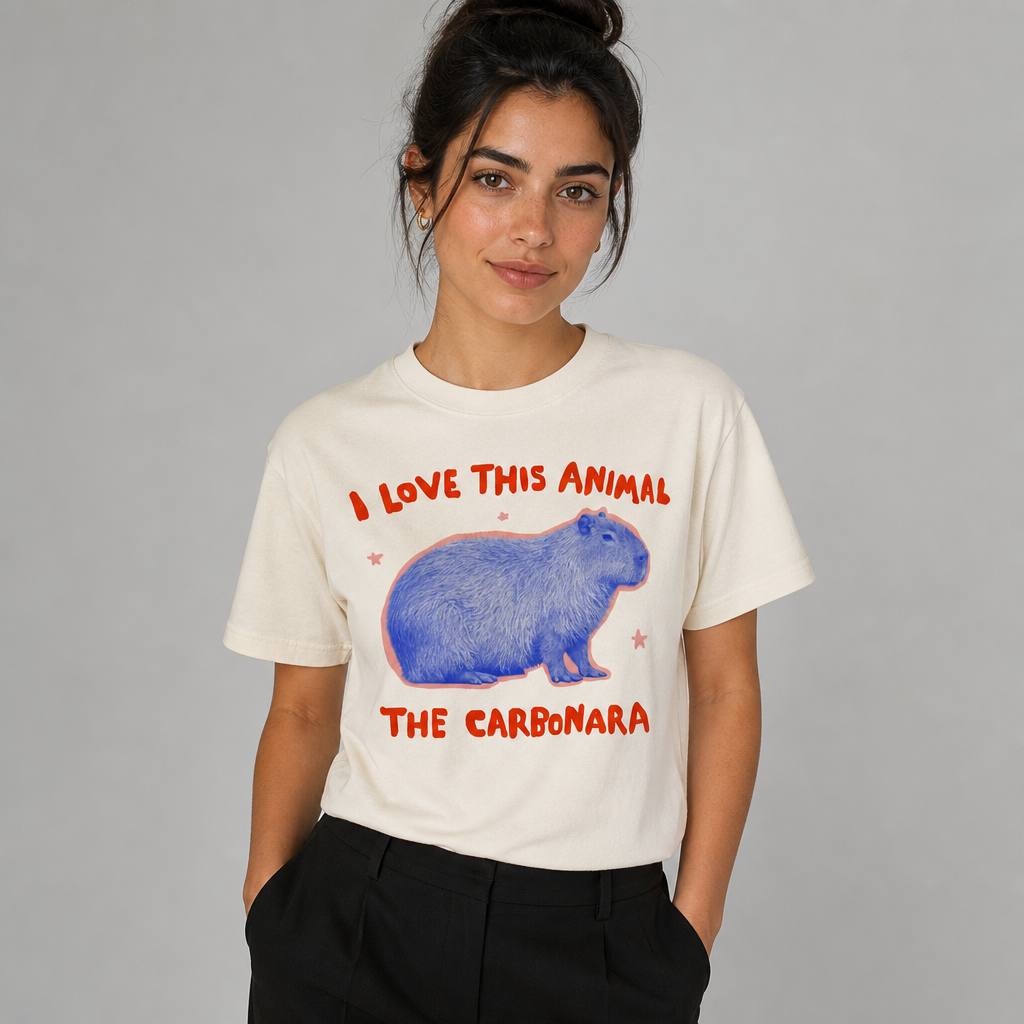 I Love This Animal The Carbonara Capybara Meme Funny T-Shirt