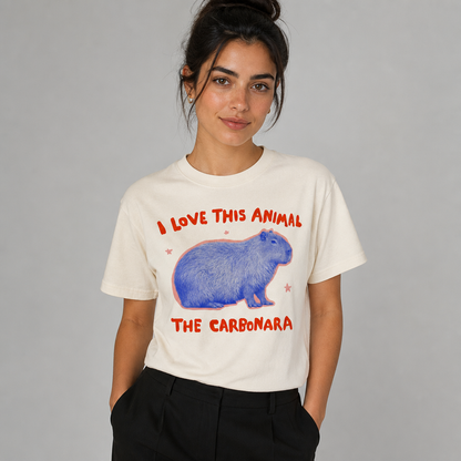 I Love This Animal The Carbonara Capybara Meme Funny T-Shirt