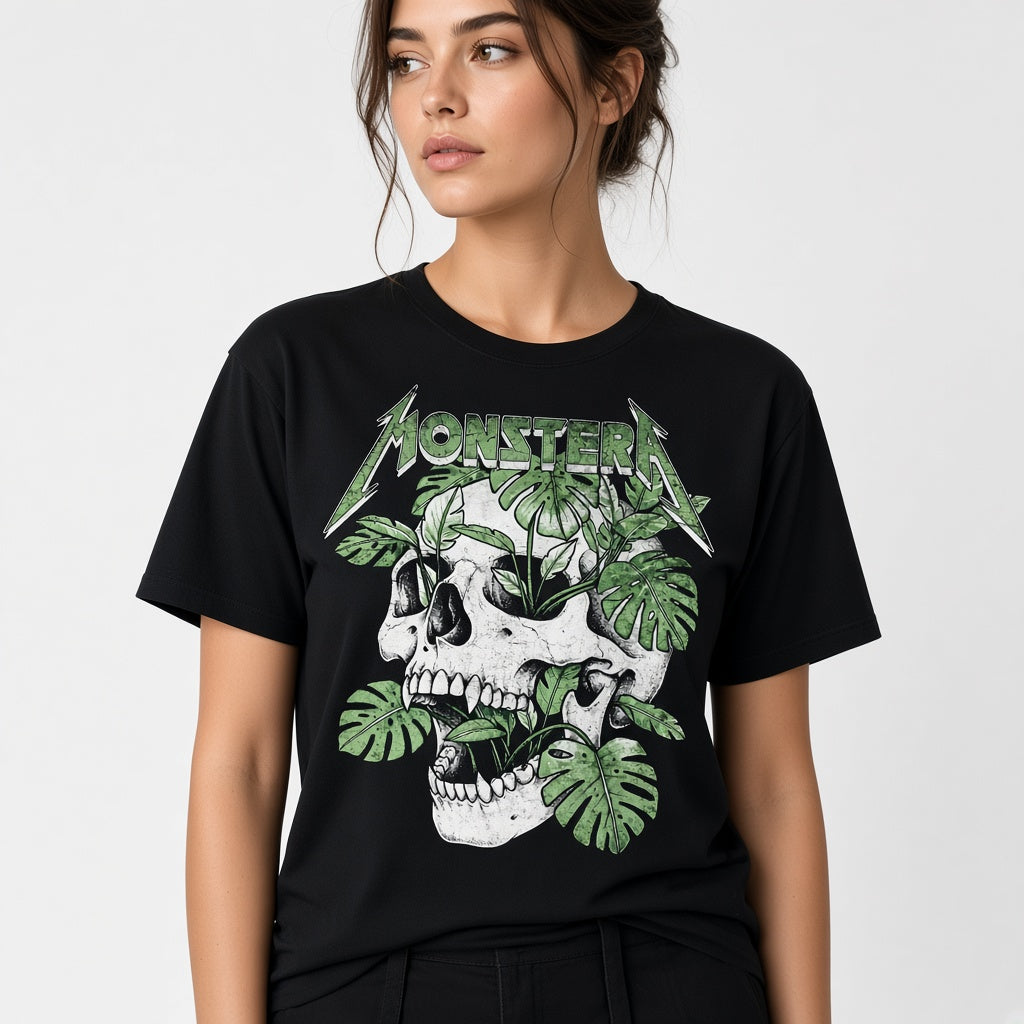 Monstera Funny Skull Plant T-Shirt