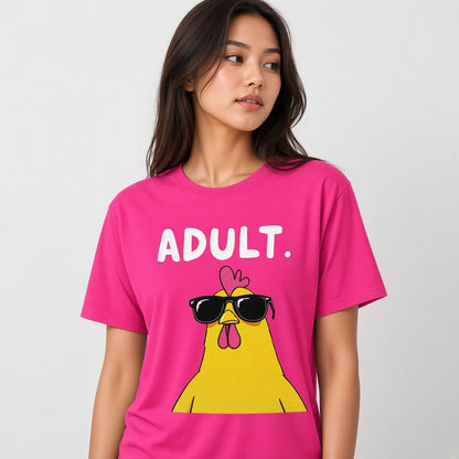 Adult Chicken in Sunglasses Funny T-Shirt