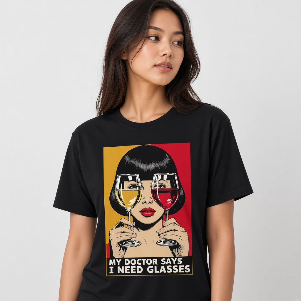 My Doctor Says I Need Glasses Funny Wine T-Shirt