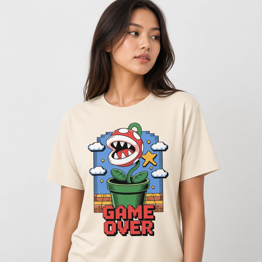 Game Over Funny Retro Pixel Plant T-Shirt