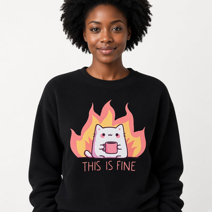 Cat, This Is Fine Sweatshirt, Funny Unisex sweatshirt