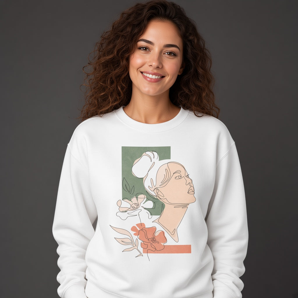 Girl's face sweatshirt, funny sweatshirt, graphic shirts, unisex tshirt, printed sweatshirt