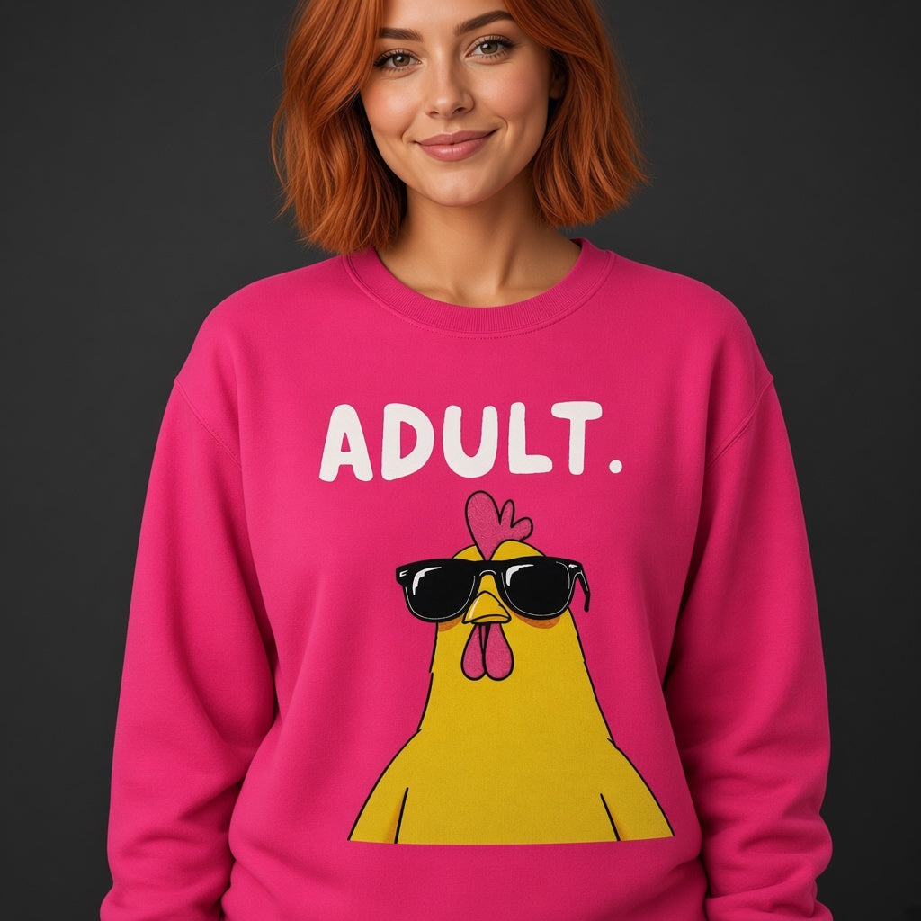 Adult Chicken in Sunglasses Funny Sweatshirt