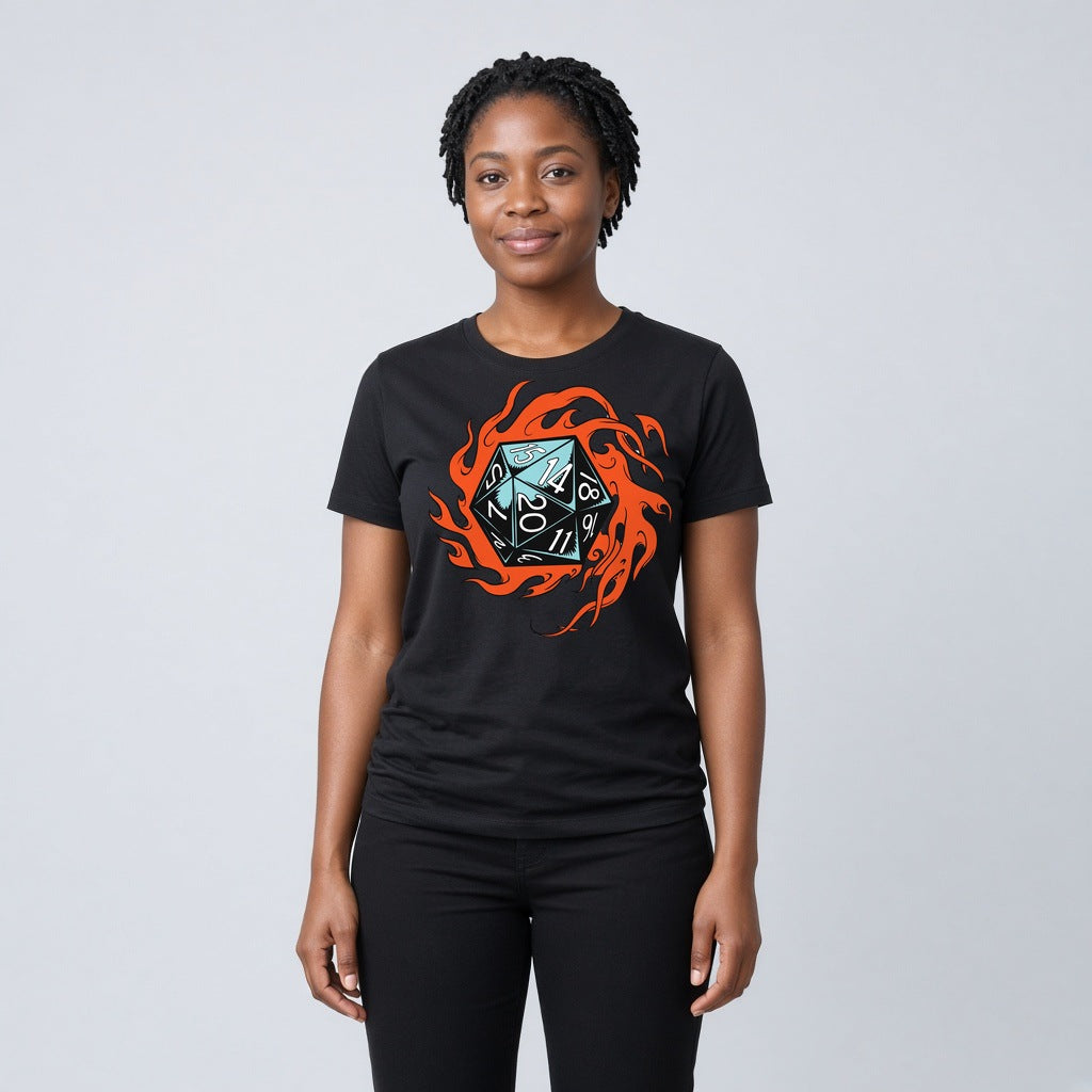 Flaming Dice T-Shirt for D&D Players