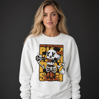 Skeleton with bottle sweatshirt, funny sweatshirt, graphic shirts, unisex tshirt, printed sweatshirt