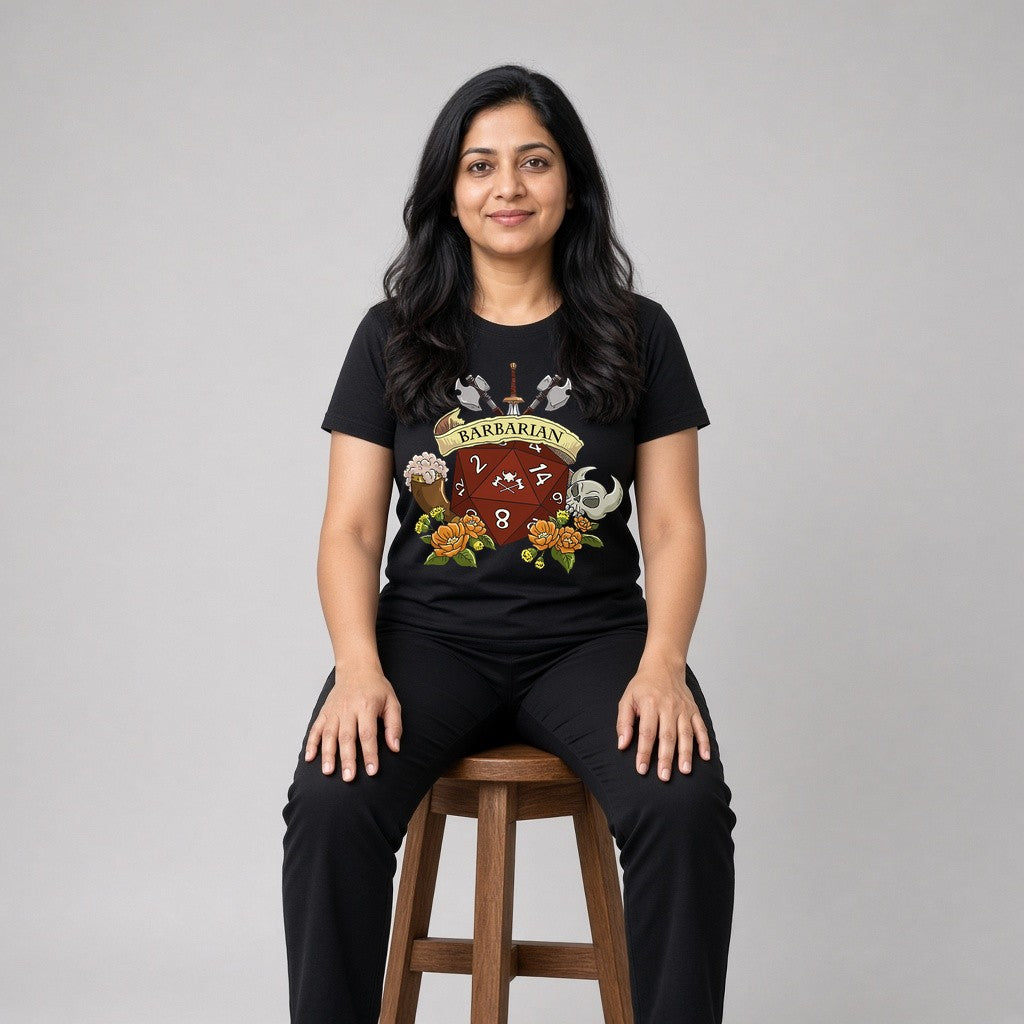 Barbarian Dice Crest T-Shirt for D&D Players