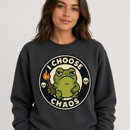 I Choose Chaos Funny Frog Sweatshirt